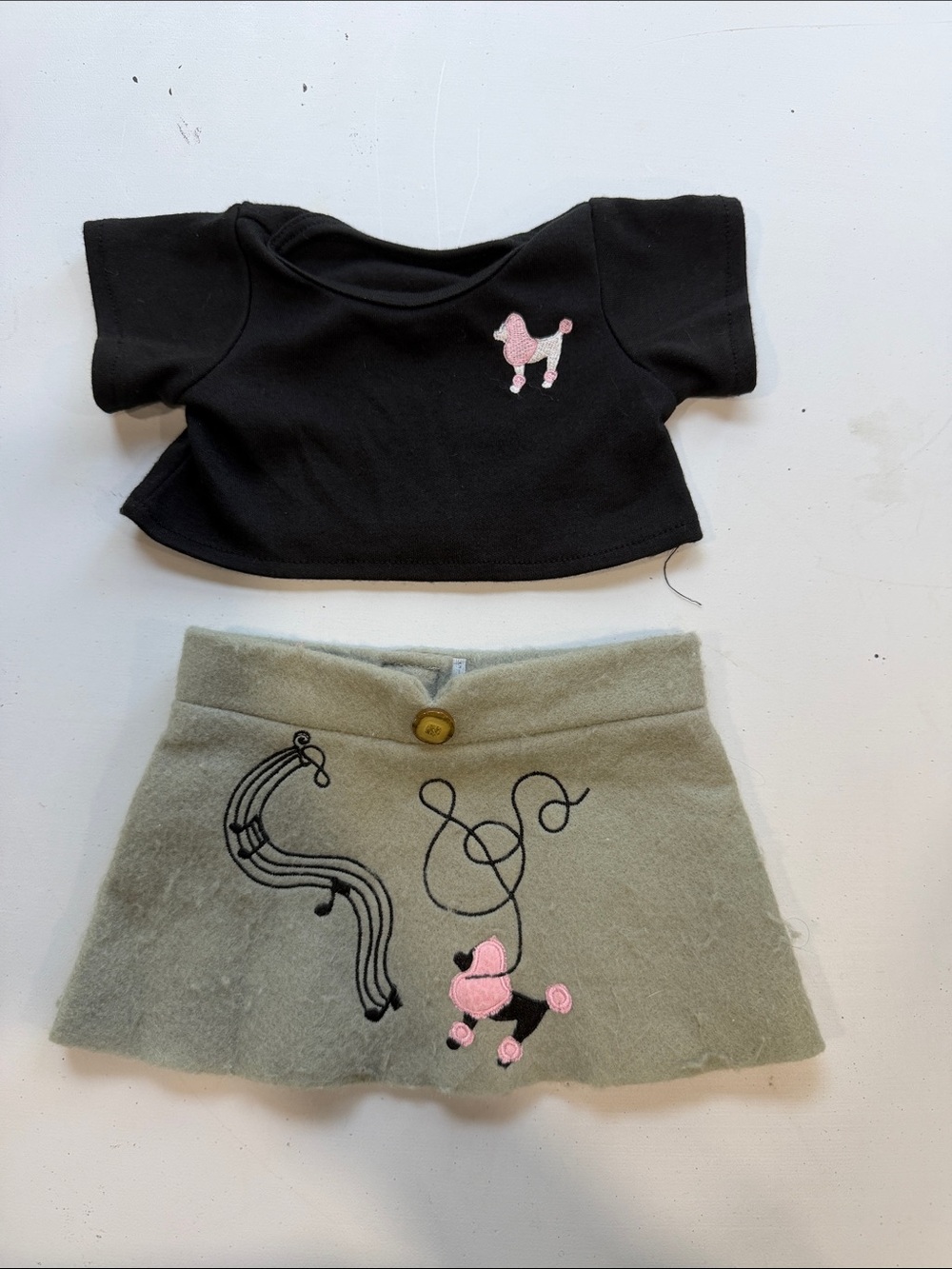 Plush Clothing Set Fits Build-A-Bear Grey Skirt & Black Poodle